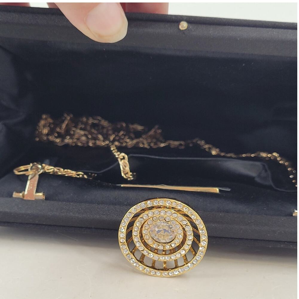Kate Landry Satin Evening Clutch Rhinestone Glam Bridalcore Purse - Picture 5 of 13